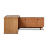 Posada Shaped Desk - Amber Oak Veneer L | shipping 4/18/2025