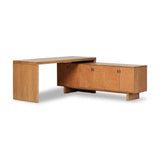 Posada Shaped Desk - Amber Oak Veneer L | shipping 4/18/2025