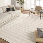 Handwoven in India, the Park City Promontory by Barclay Butera evokes a masculine modernity through neutral-toned grids. The modern Promontory rug showcases a grid in on-trend hues of cream and gray. The cut and looped pile adds texture while maintaining a soft hand. Amethyst Home provides interior design, new home construction design consulting, vintage area rugs, and lighting in the Washington metro area.