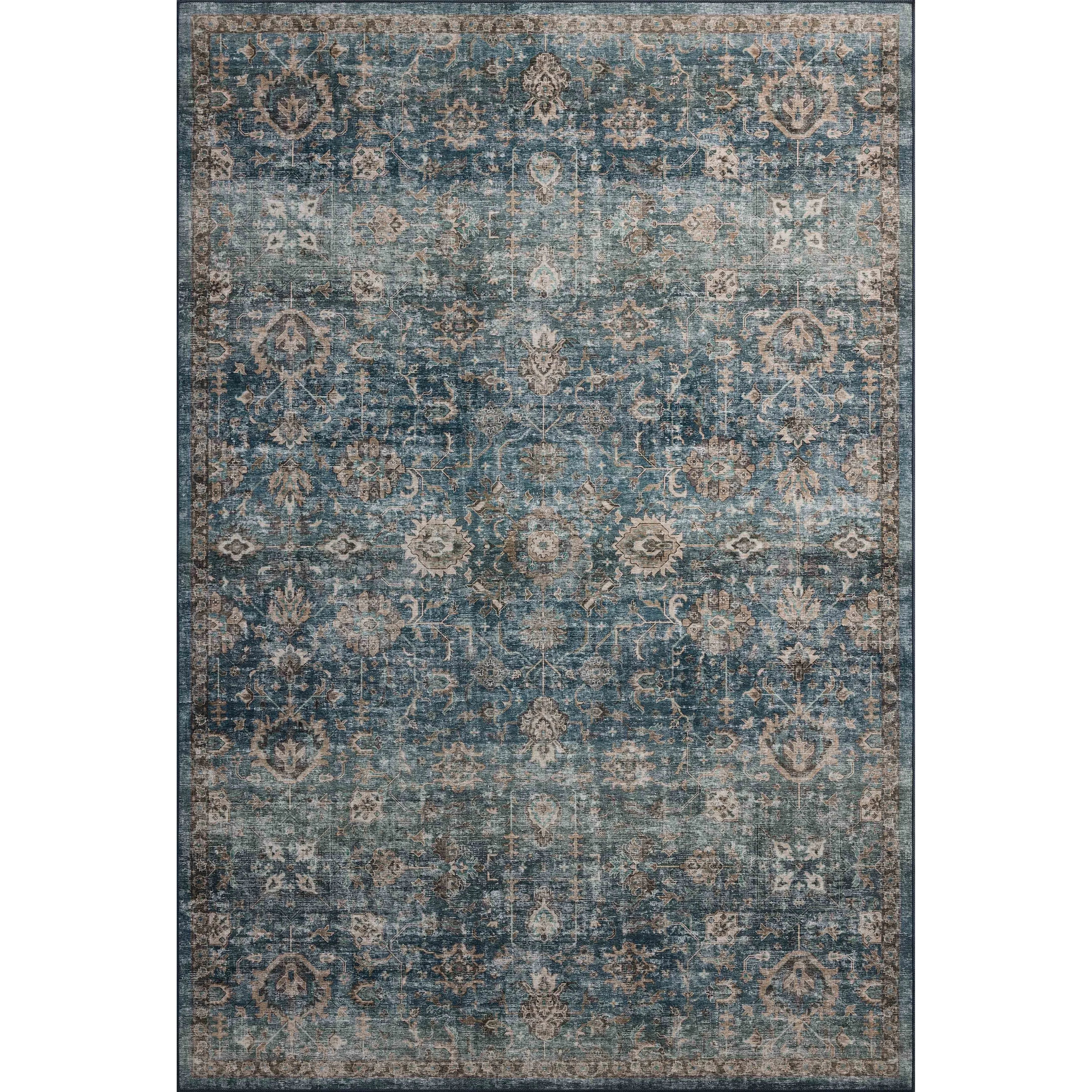 The Anniston Collection is a washable rug with traditional motifs in beautifully saturated and distressed tones. This durable area rug is power-loomed of polyester in China and designed for the busiest rooms of the home—living rooms, bedrooms, kitchens, hallways, and more. Amethyst Home provides interior design, new home construction design consulting, vintage area rugs, and lighting in the Charlotte metro area.