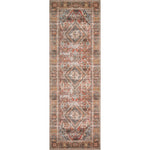 The Loloi Loren Brick / Multi Area Rug, or LQ13, offers vintage hand-knotted looks at an affordable price. This power loomed rug is perfect for living rooms, dining rooms, or other high traffic areas. These printed designs provide a textured effect by portraying every single individual knot on a soft polyester base.